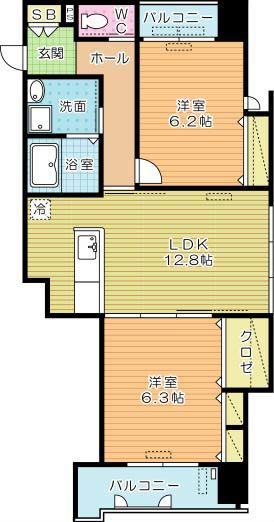 ハビテ下到津 801号室 間取り