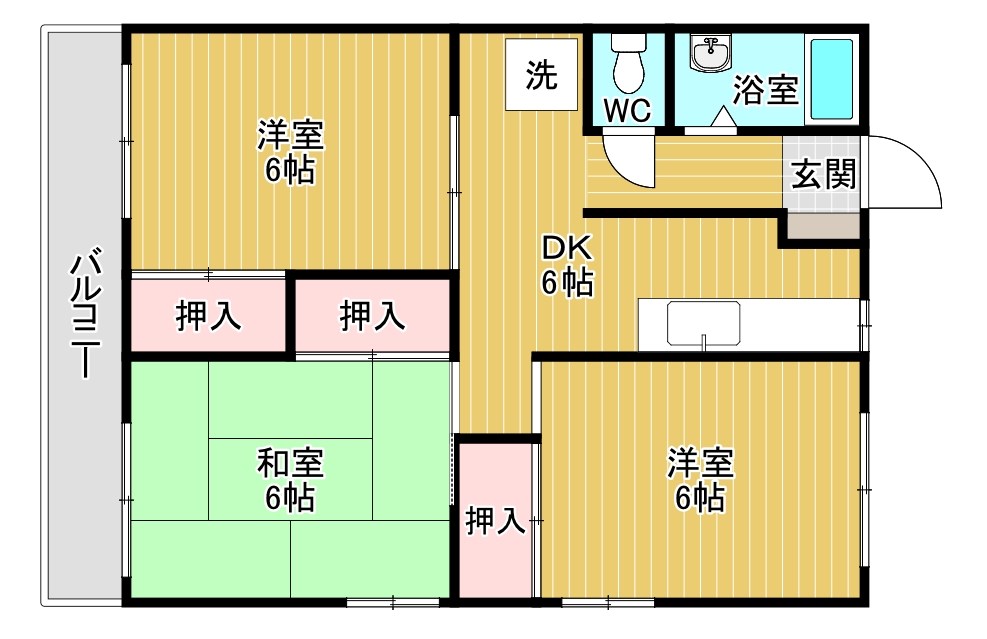 オアシス下到津 402号室 間取り