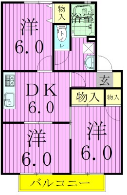 セジュール元山Ⅰ 102号室 間取り
