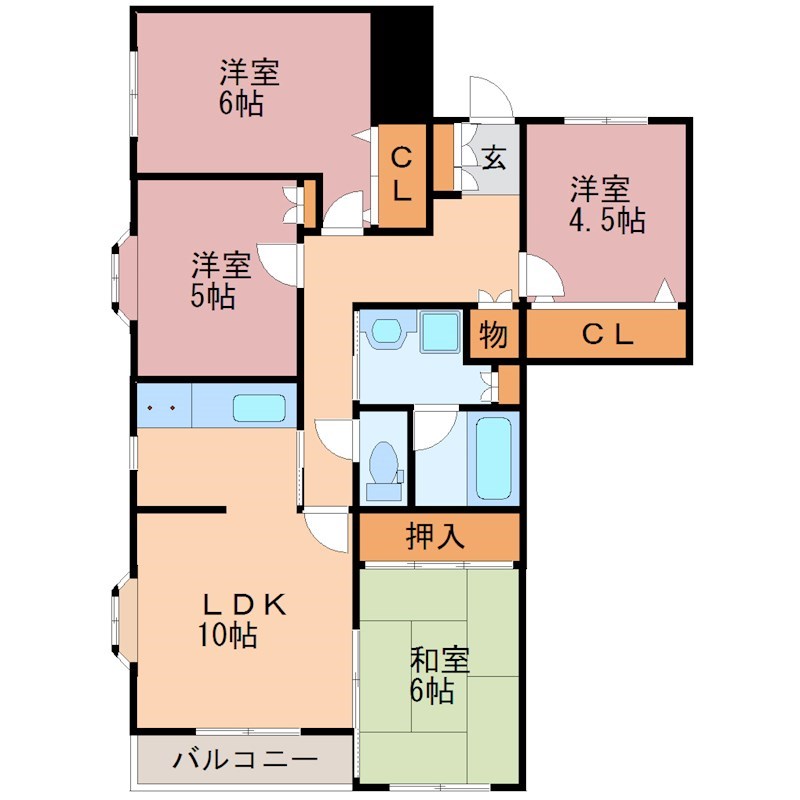 宇都宮ロイヤルハイツ 407号室 間取り