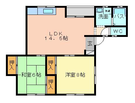 エスパシオ岸本Ⅱ 102号室 間取り