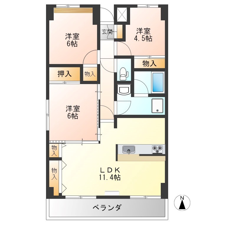 エクセレンス今泉 201号室 間取り