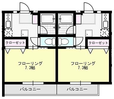 メゾンKS X02～X03号室 間取り
