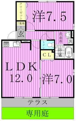 セジュール梨香 101号室 間取り
