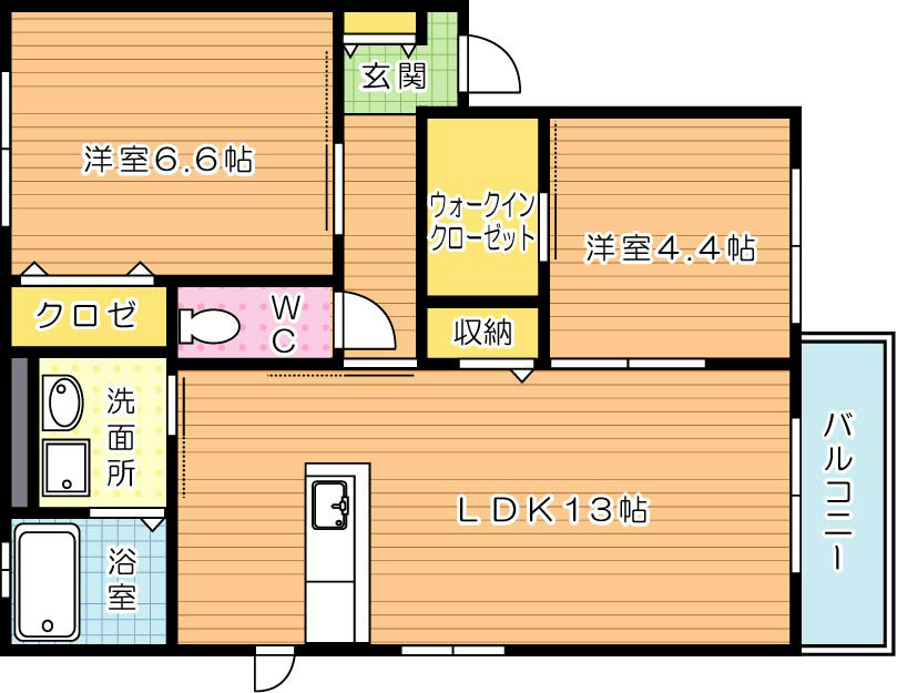三洋タウン上香月　Ａ棟 202号室 間取り