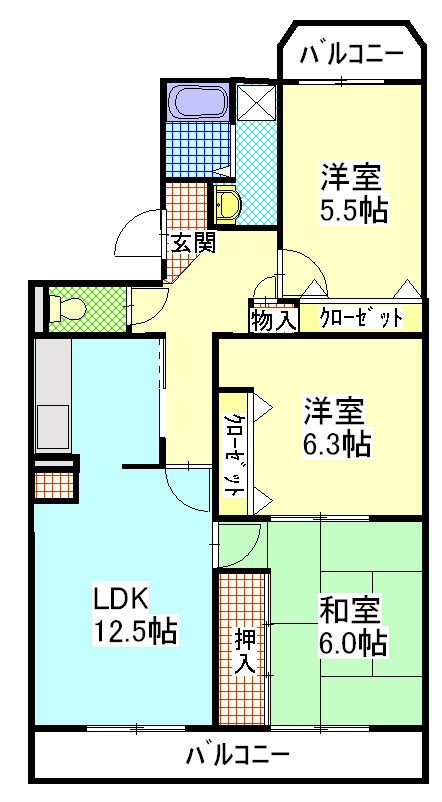 ヴィラ明日香 103号室 間取り
