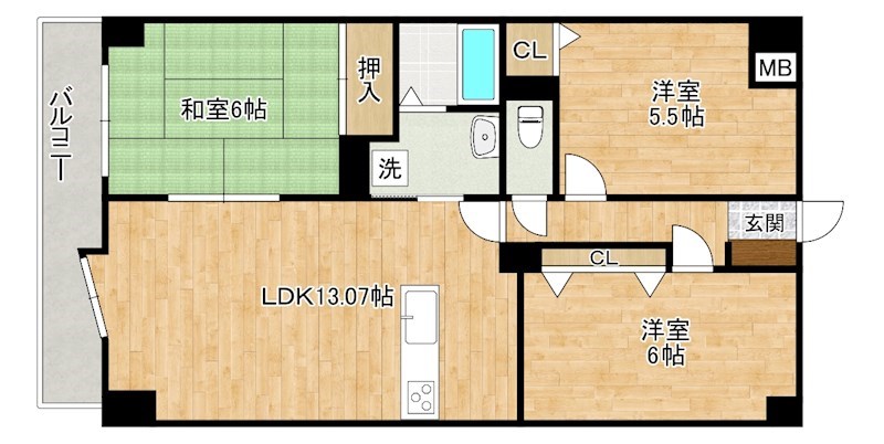 クレセール守恒 303号室 間取り