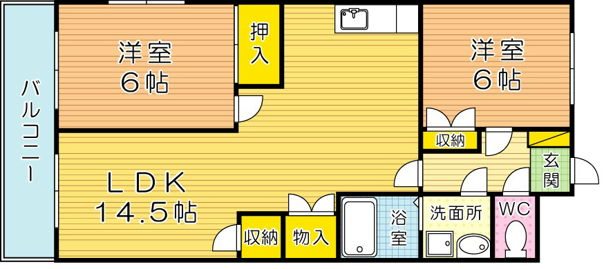 シャトレーゼ熊本 304号室 間取り