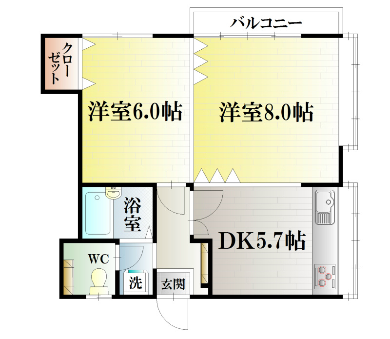 サンヨーＢ 202号室 間取り