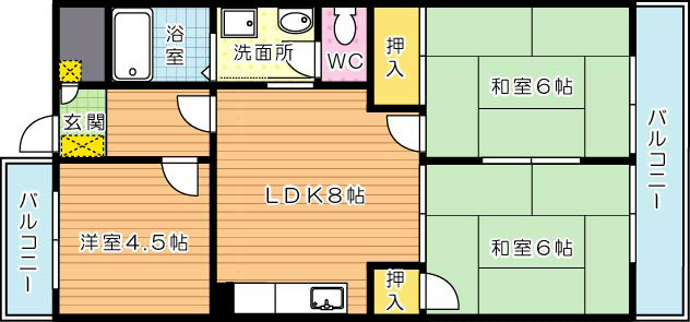  シャトレ穴生Ⅴ 305号室 間取り