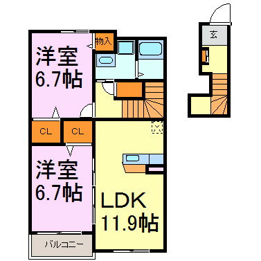 マーベラス新知台Ｂ 間取り図