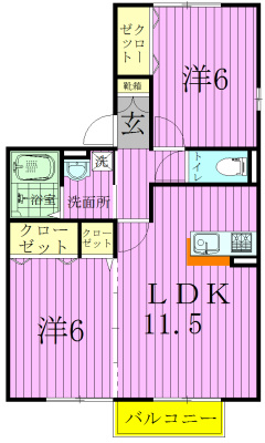 グリーンヒル　B 202号室 間取り
