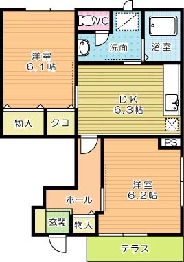 リスプランタン　Ａ棟 103号室 間取り