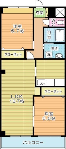 クリスタルガーデン  202号室 間取り