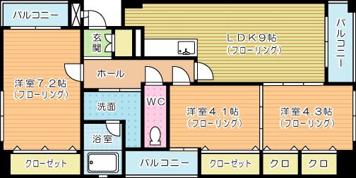 Ｌｅｂｅｎｓｇｌｕｃｋ（レーベンスグリュック）  505号室 間取り