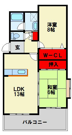リバティガーデン熊本 201号室 間取り