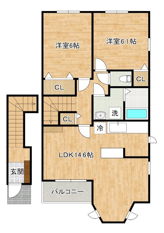 サンレミ葛原　Ｅ棟 203号室 間取り
