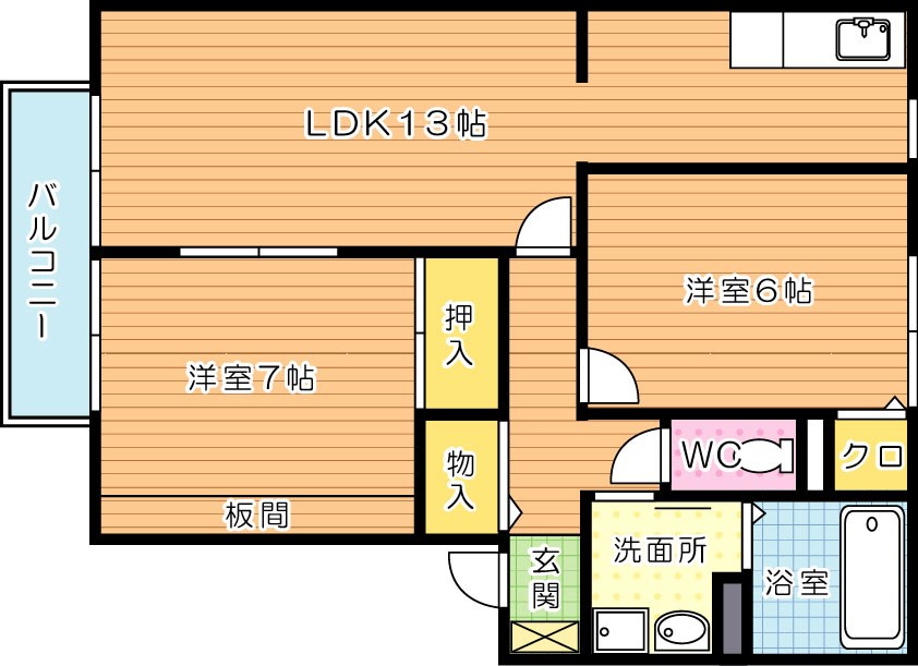 クレール本城　 203号室 間取り