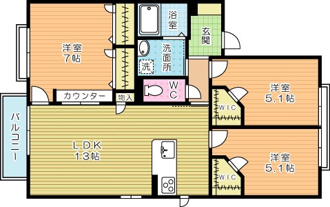 アヴェニールせいわ　Ａ棟 202号室 間取り
