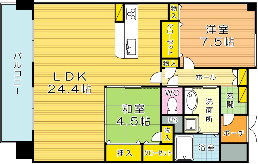 グランドパレスロイヤルコート大手町  415号室 間取り