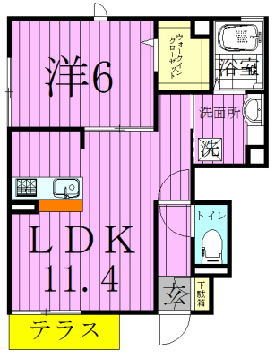 クオシス 101号室 間取り