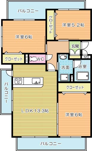 クレールコパン  201号室 間取り