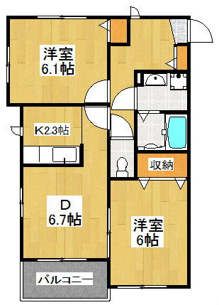 メゾンソレーユ 204号室 間取り