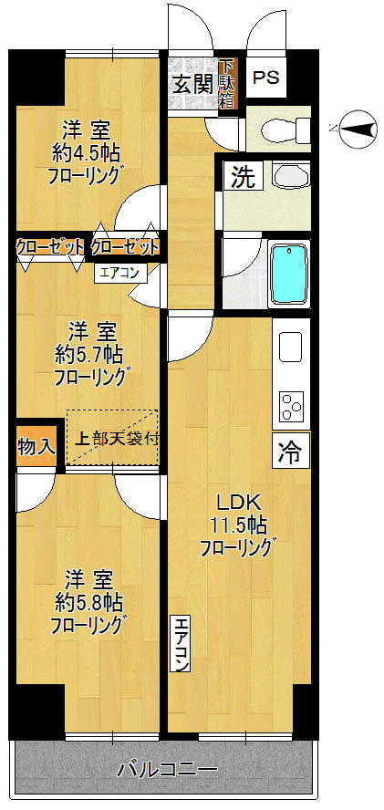 メゾンドシャングリラＡ棟  303号室 間取り
