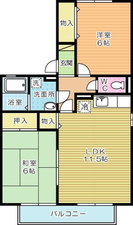 フローラ湯川Ｂ棟 201号室 間取り