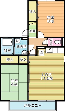 フローラ湯川Ｂ棟 201号室 間取り