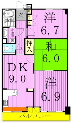 エスポワール八柱 602号室 間取り