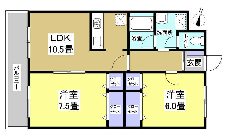 Rainbowほんま こすもす号室 間取り