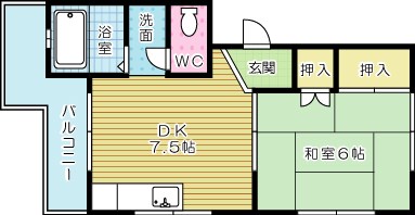 パークハイツ三萩野 102号室 間取り