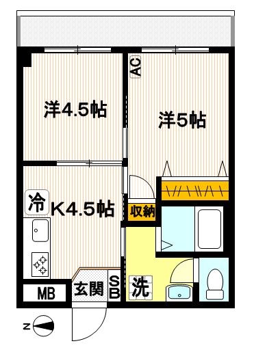 波多野ハイツ 106号室 間取り