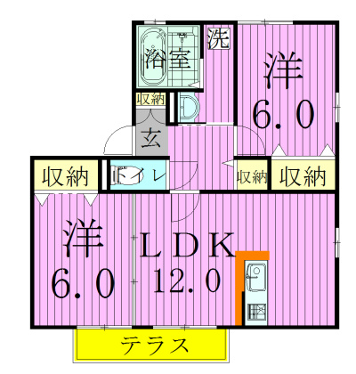リビングタウンみのり台 Ａ101号室 間取り