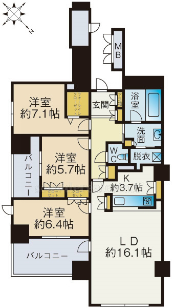 グランドメゾン百道浜オーシャン＆フォレスト 408号室 間取り