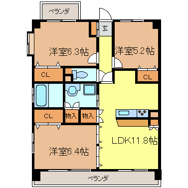プランドール 301号室 間取り