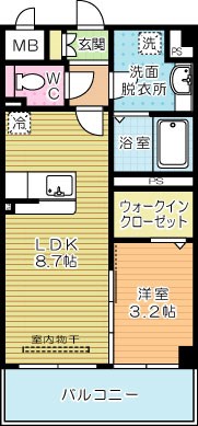 コンフォールパピヨン 107号室 間取り