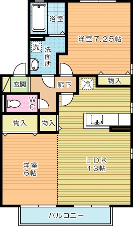 リビングタウン中曽根　Ｂ棟 201号室 間取り