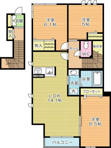 Ｂｅｌｌｅ Ｐｕｒ（ベルピュール） 201号室 間取り