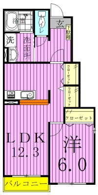 フィオーレ、Y 101号室 間取り