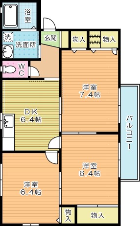 グリーンビレッジ湯川Ⅱ　Ｂ棟 201号室 間取り