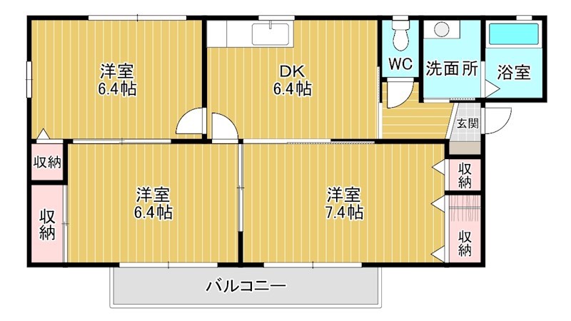 グリーンビレッジ湯川Ⅱ　Ｂ棟 201号室 間取り