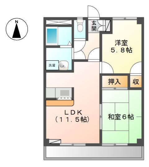 コーポピオーネⅡ 103号室 間取り