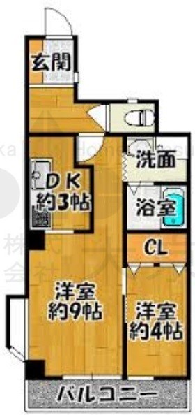 ライオンズマンション八尾第二　　　　分譲貸し 間取り