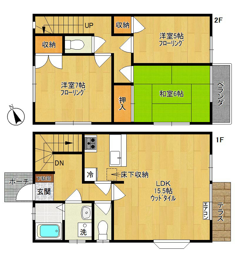 エメラルドタウン F-3号室 間取り