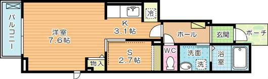 シャトー熊谷  102号室 間取り