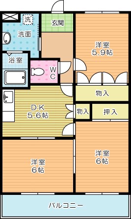 ロワイヤル小倉 203号室 間取り