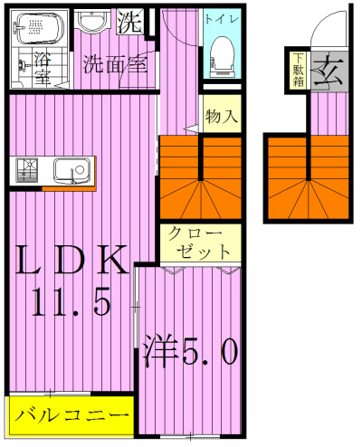 ベルリード桜並木 202号室 間取り