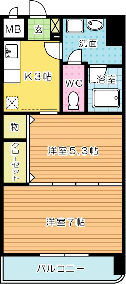 ＷＩＮＧＳ片野Ⅱ（ウィングス片野Ⅱ） 408号室 間取り